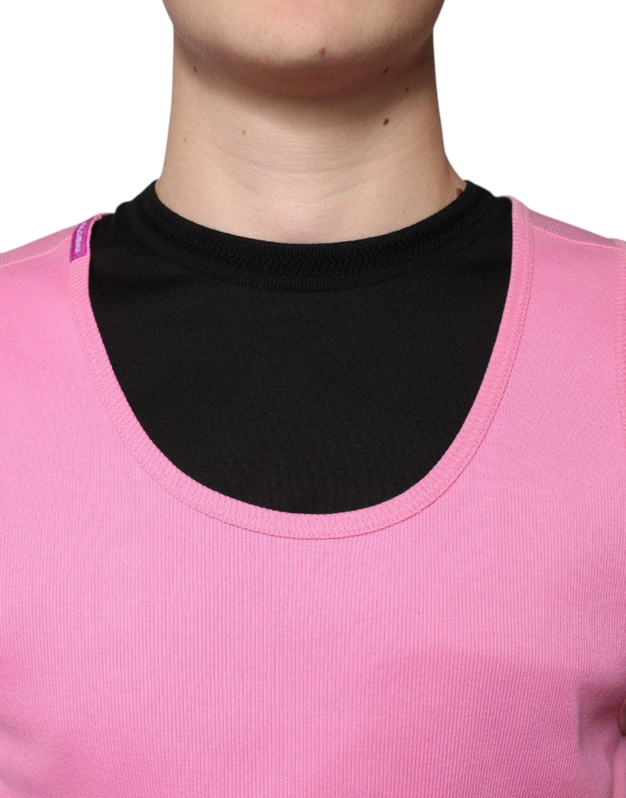 Dolce & Gabbana T-Shirts IT54 | XL Dolce & Gabbana Pink Cotton Round Neck Sleeveless T-shirt