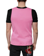 Dolce & Gabbana T-Shirts IT54 | XL Dolce & Gabbana Pink Cotton Round Neck Sleeveless T-shirt