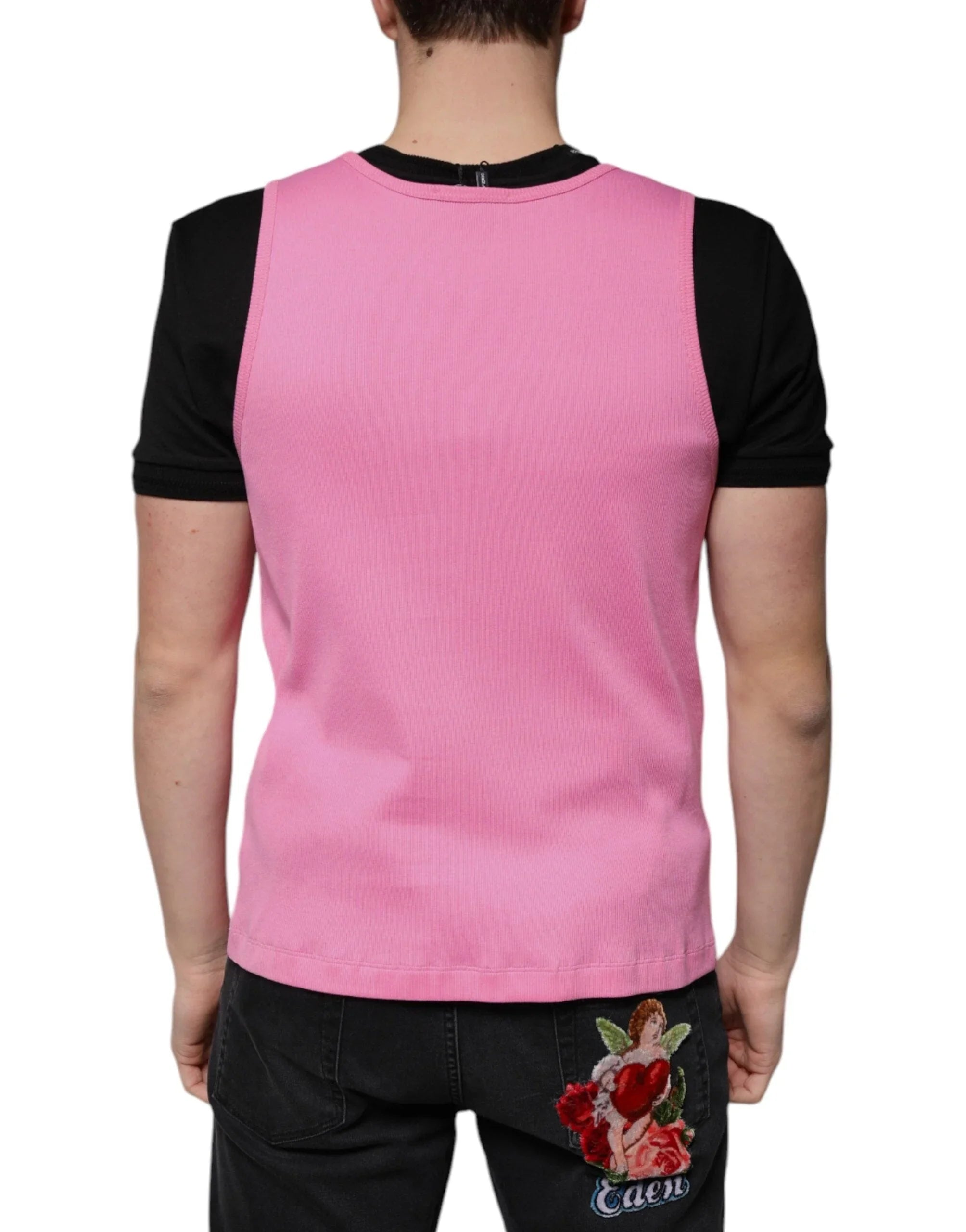 Dolce & Gabbana T-Shirts IT54 | XL Dolce & Gabbana Pink Cotton Round Neck Sleeveless T-shirt