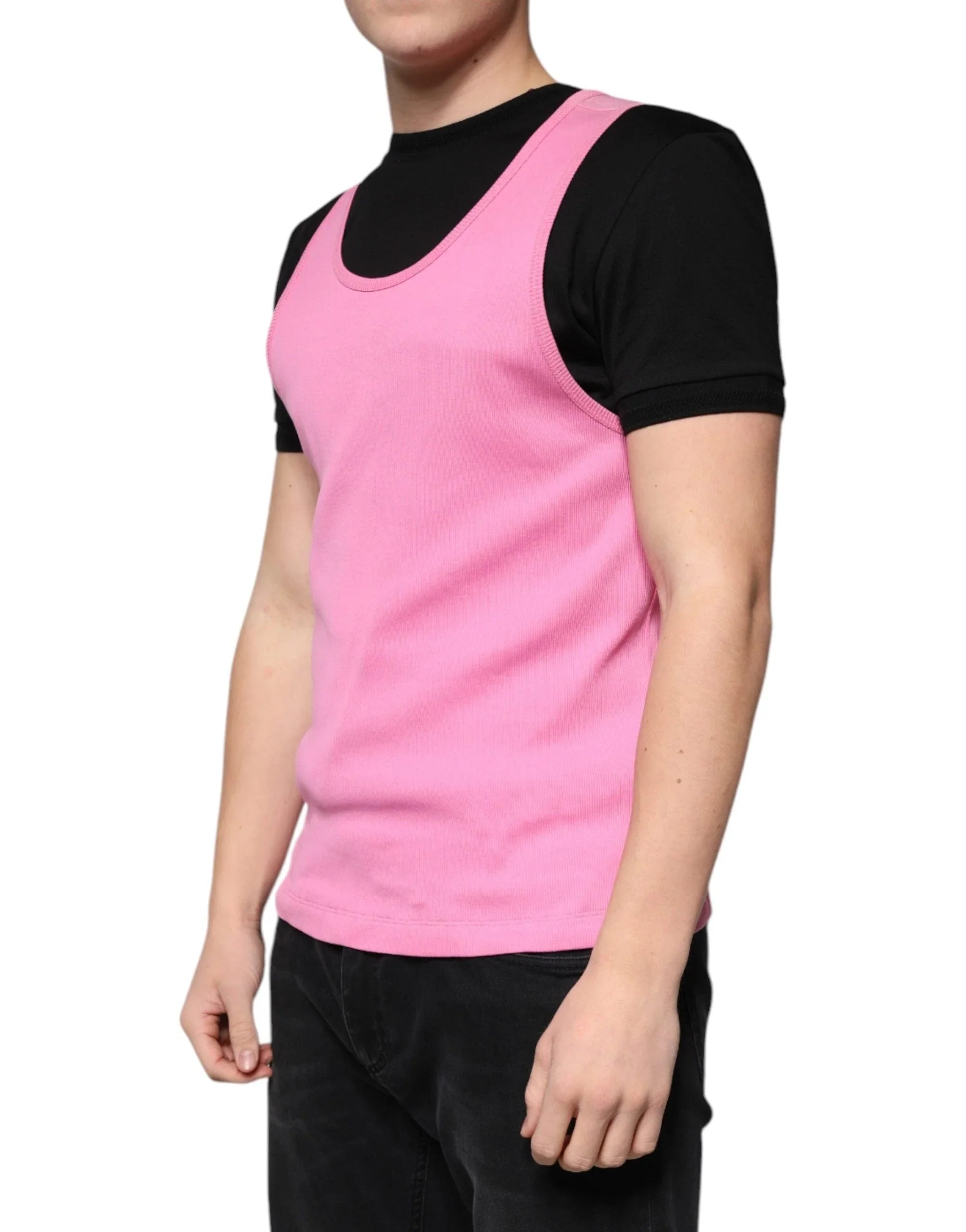 Dolce & Gabbana T-Shirts IT54 | XL Dolce & Gabbana Pink Cotton Round Neck Sleeveless T-shirt
