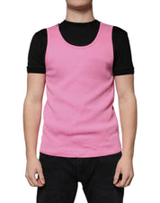 Dolce & Gabbana T-Shirts IT54 | XL Dolce & Gabbana Pink Cotton Round Neck Sleeveless T-shirt