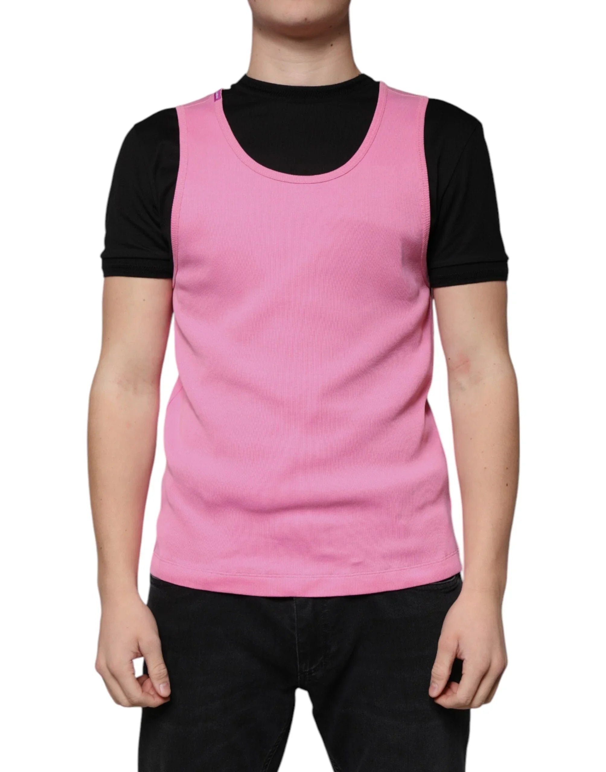 Dolce & Gabbana T-Shirts IT54 | XL Dolce & Gabbana Pink Cotton Round Neck Sleeveless T-shirt