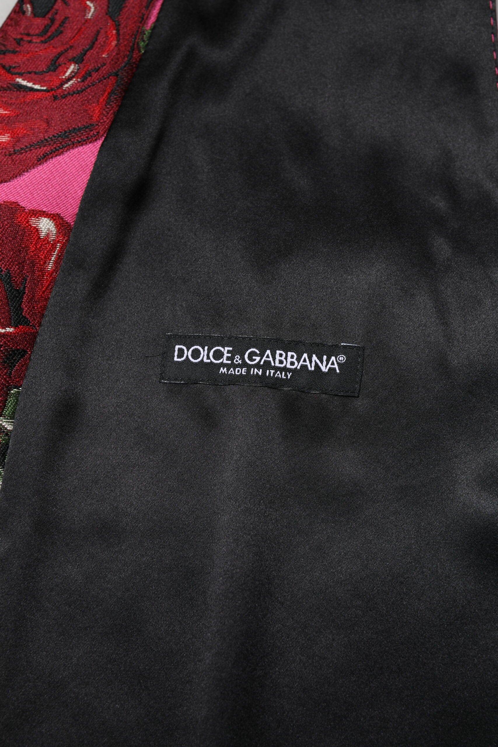 Dolce & Gabbana IT50 | L Dolce & Gabbana Pink Floral Satin Formal Men Waistcoat Vest