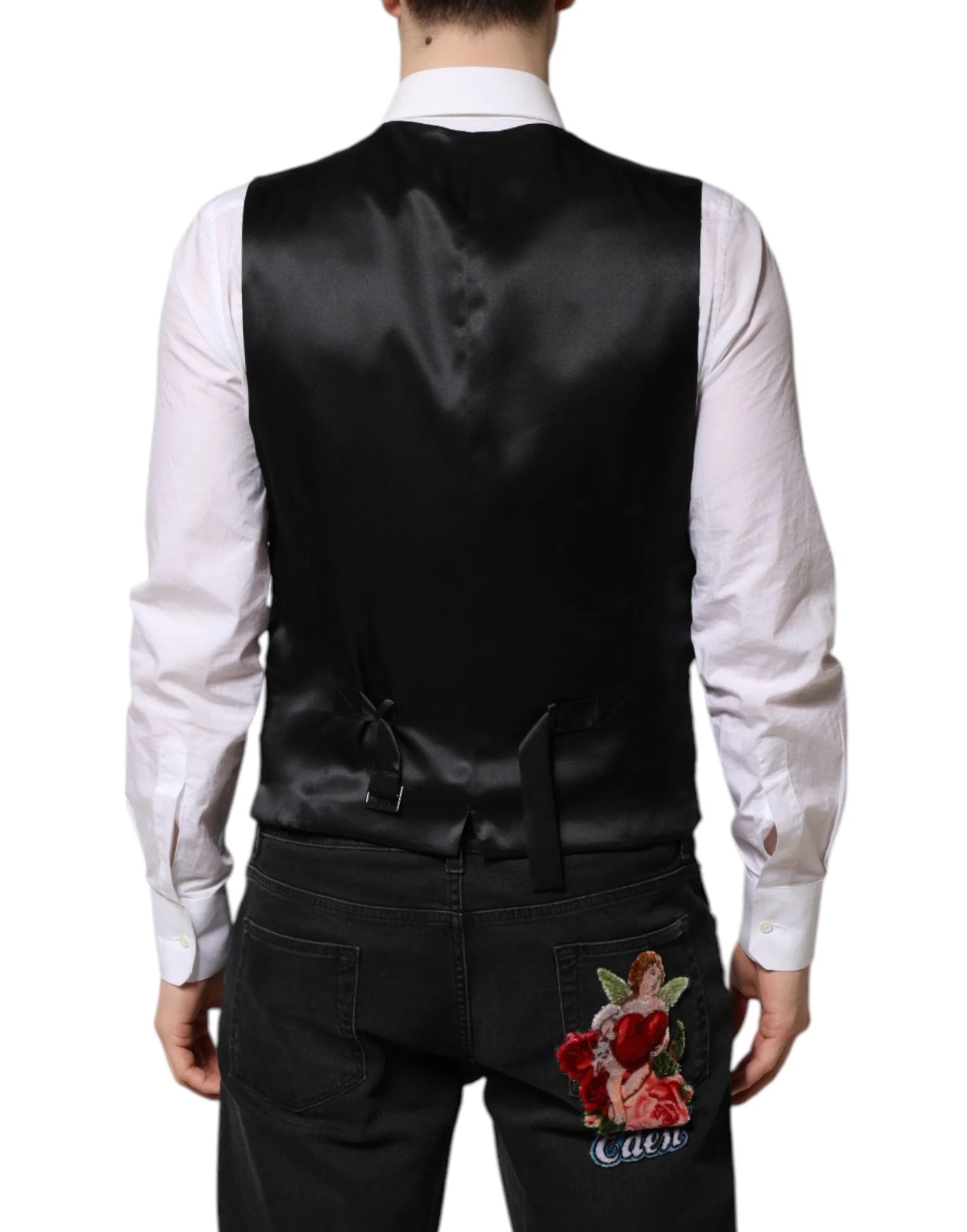 Dolce & Gabbana IT50 | L Dolce & Gabbana Pink Floral Satin Formal Men Waistcoat Vest