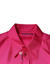 Dolce & Gabbana Shirts IT43 | 2XL Dolce & Gabbana Pink Silk Collared Button Down Men Shirt