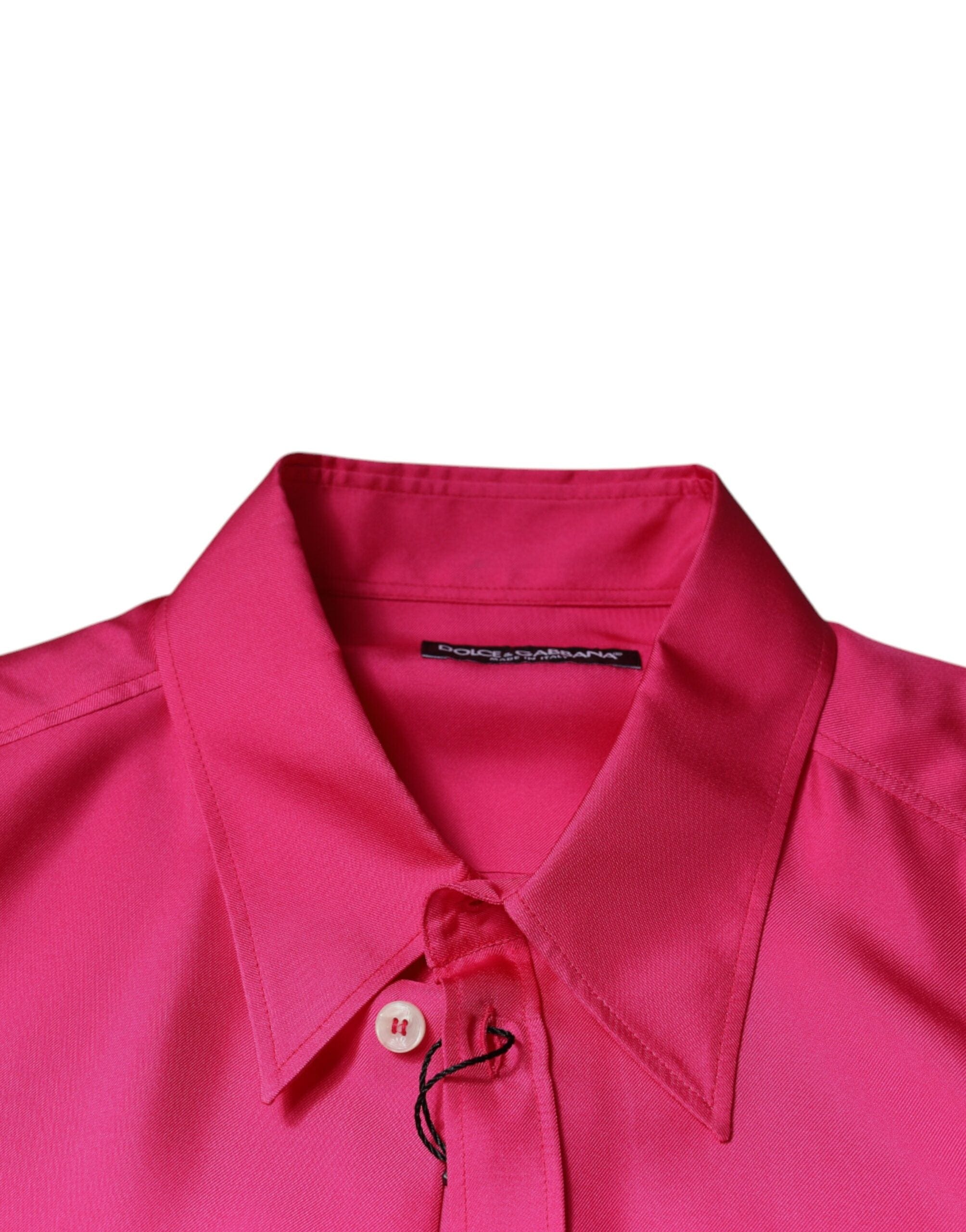 Dolce & Gabbana Shirts IT43 | 2XL Dolce & Gabbana Pink Silk Collared Button Down Men Shirt
