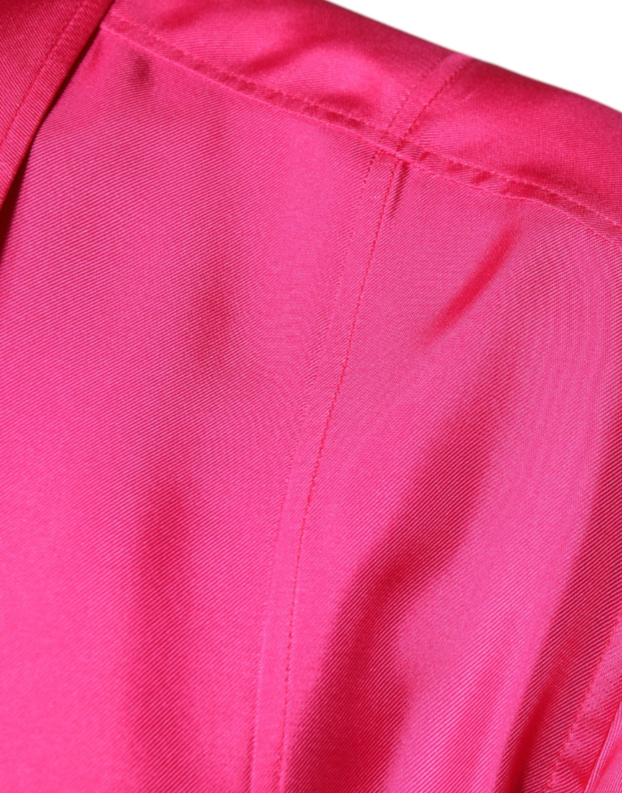 Dolce & Gabbana Shirts IT43 | 2XL Dolce & Gabbana Pink Silk Collared Button Down Men Shirt