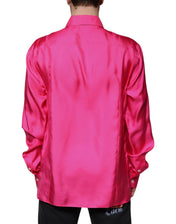Dolce & Gabbana Shirts IT43 | 2XL Dolce & Gabbana Pink Silk Collared Button Down Men Shirt