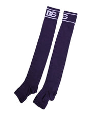 Dolce & Gabbana Dolce & Gabbana Purple Cotton DG Logo Print Open Toe Socks
