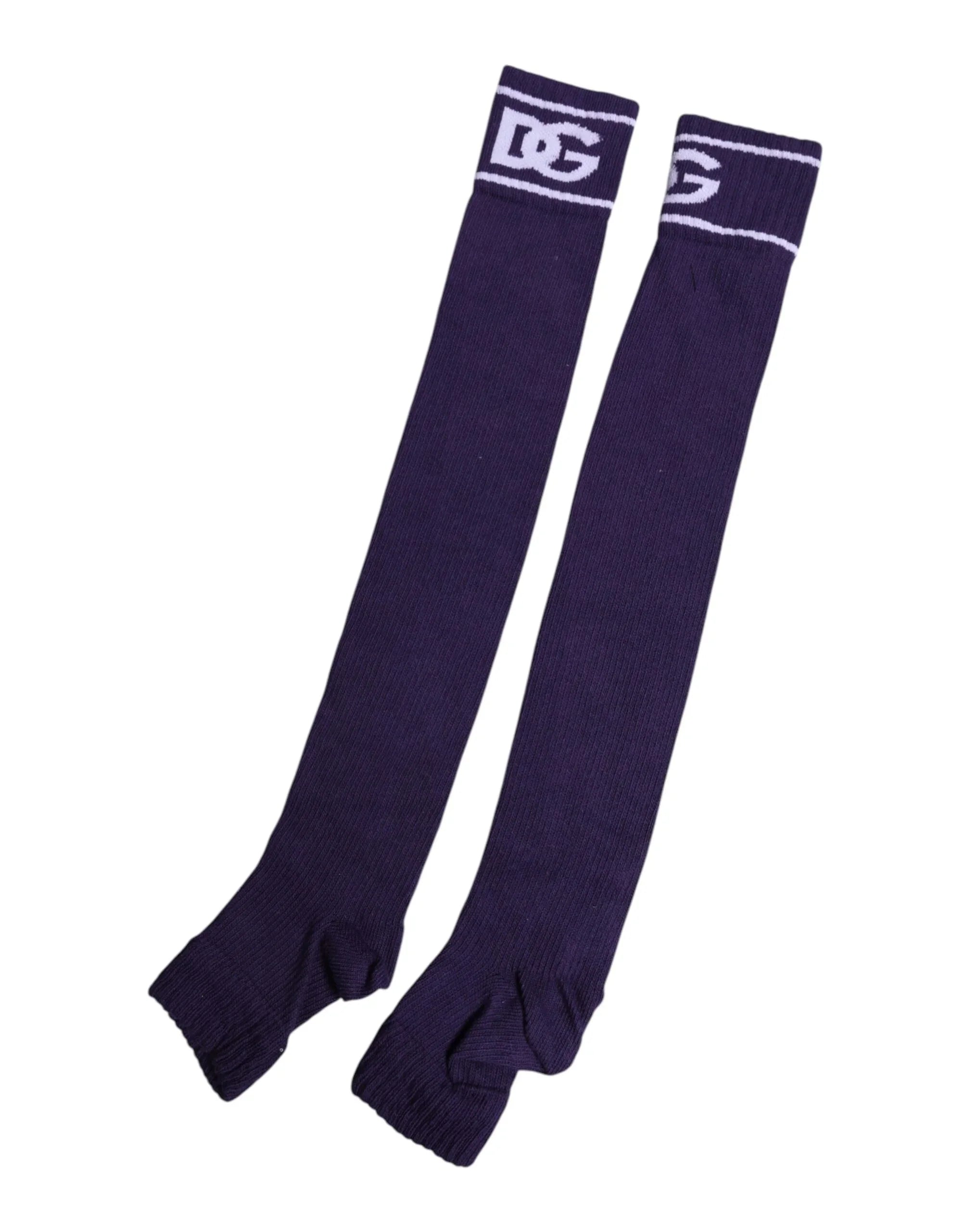 Dolce & Gabbana Dolce & Gabbana Purple Cotton DG Logo Print Open Toe Socks