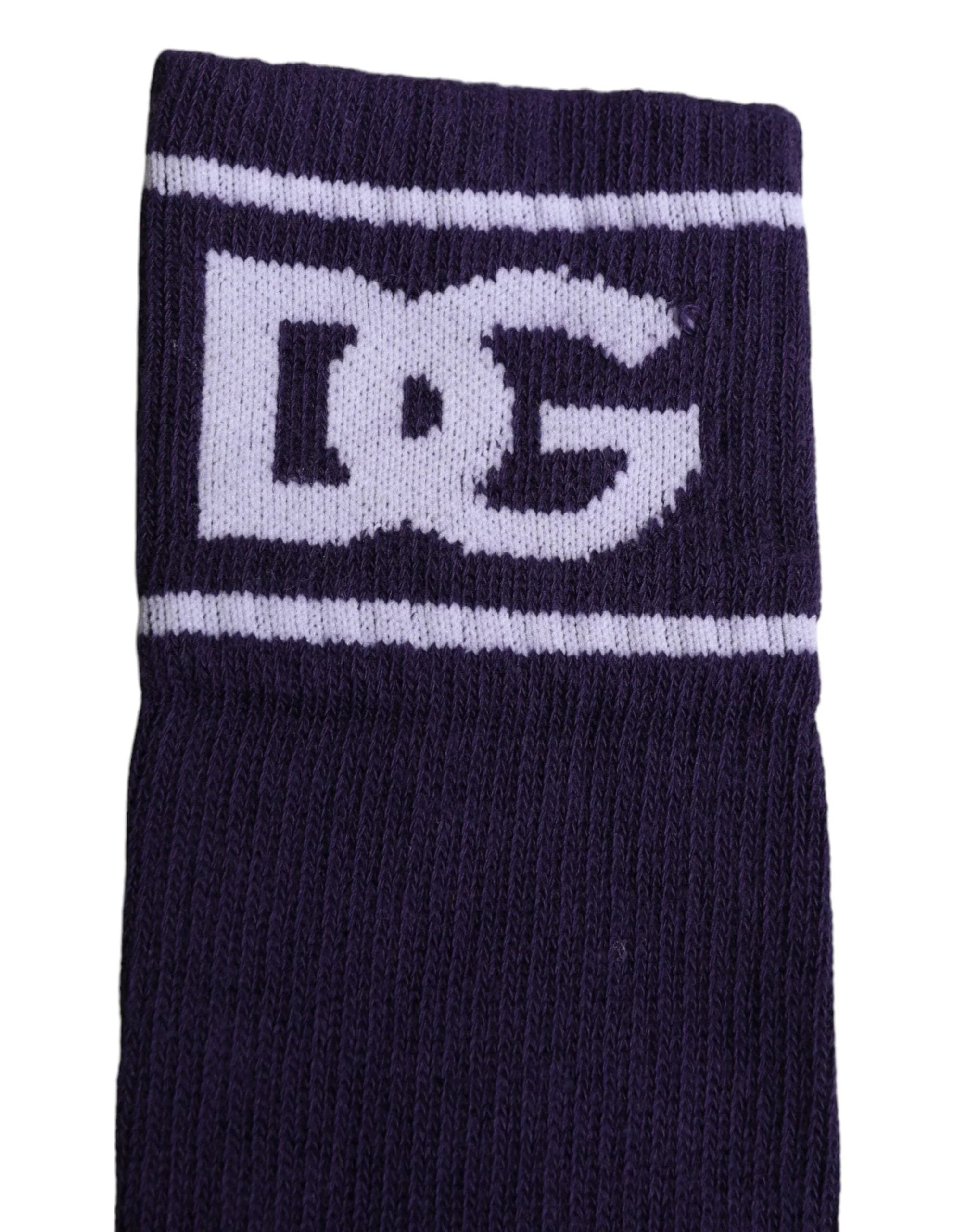 Dolce & Gabbana Dolce & Gabbana Purple Cotton DG Logo Print Open Toe Socks