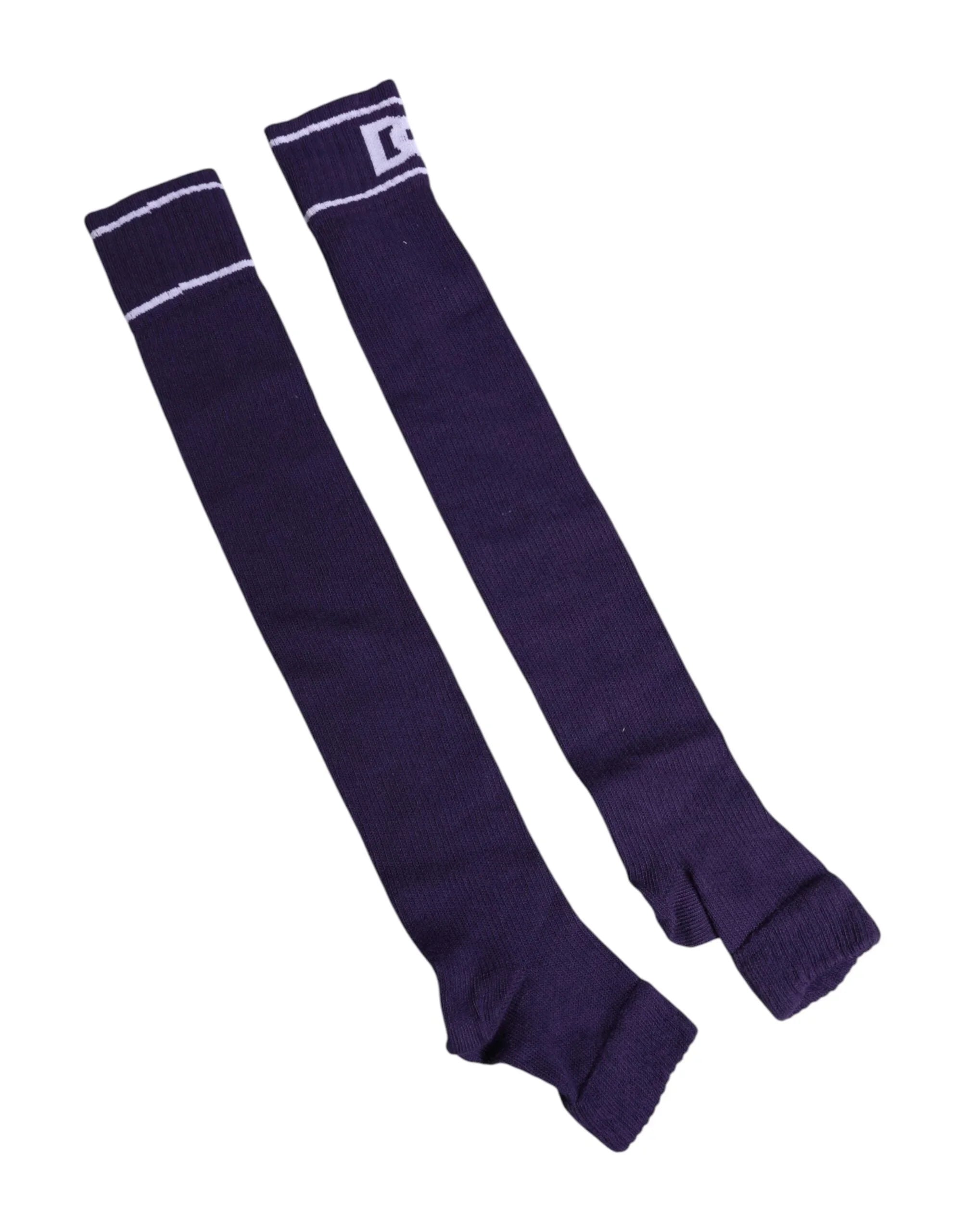 Dolce & Gabbana Dolce & Gabbana Purple Cotton DG Logo Print Open Toe Socks