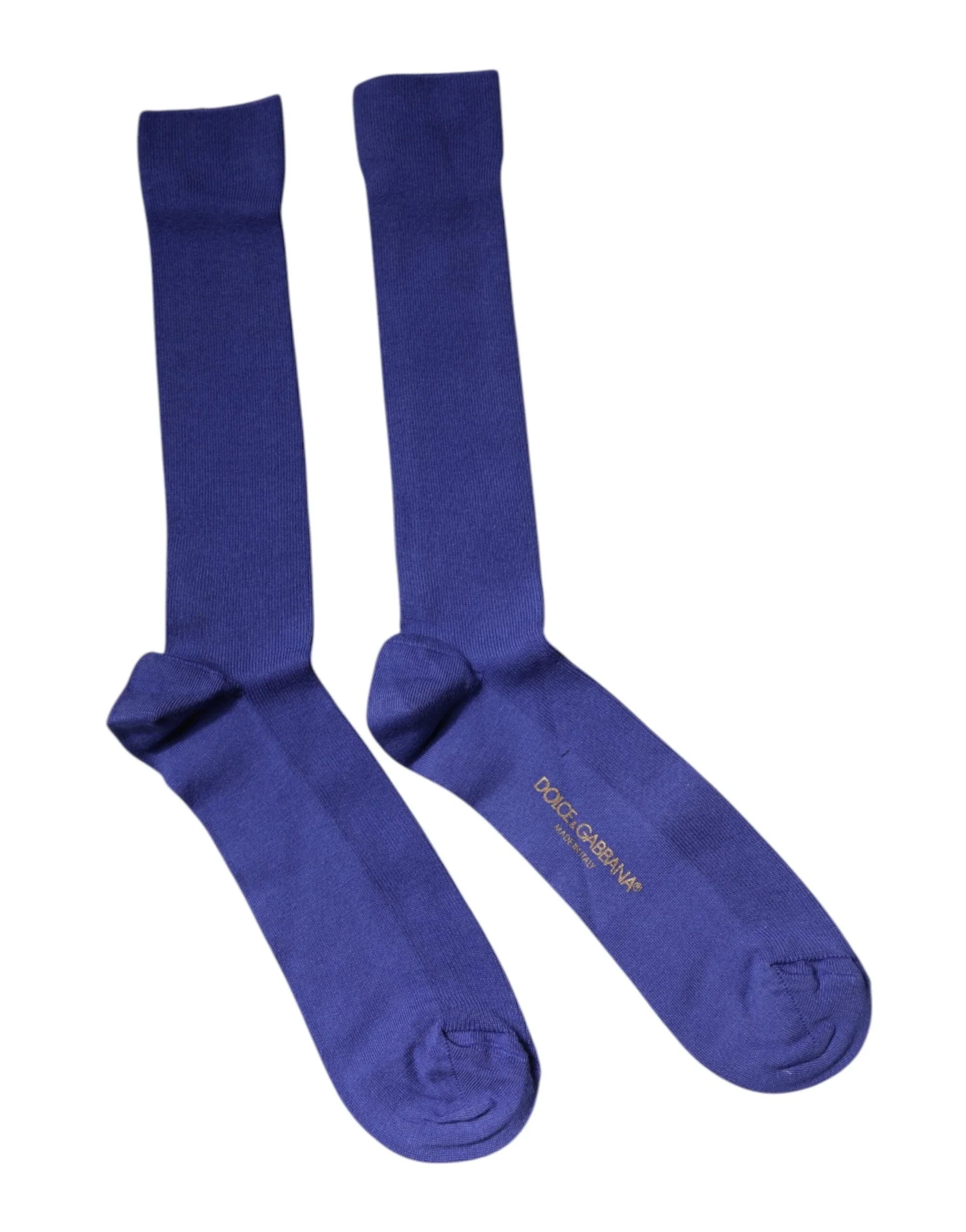 Dolce & Gabbana L Dolce & Gabbana Purple Cotton Logo Over The Calf Socks