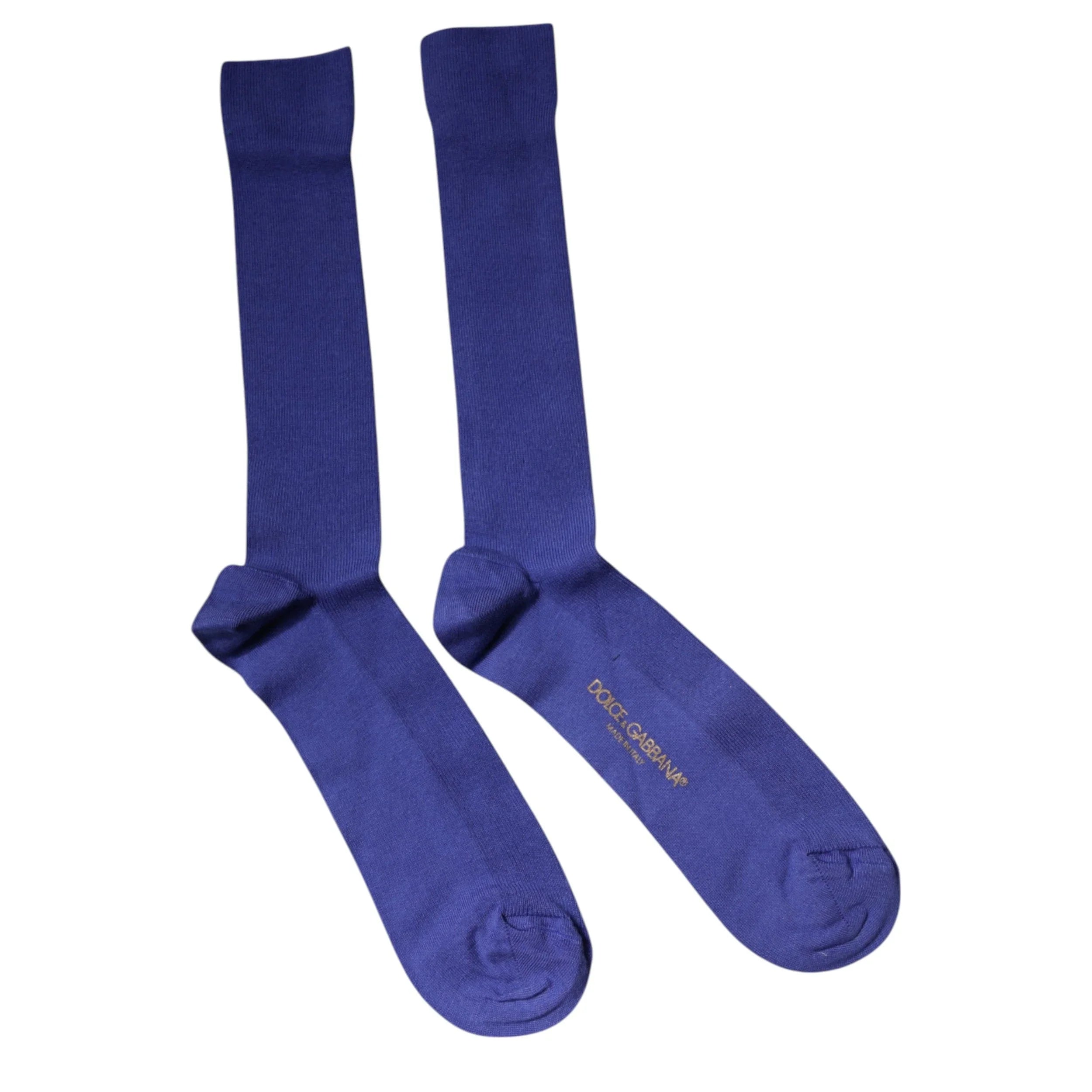 Dolce & Gabbana L Dolce & Gabbana Purple Cotton Logo Over The Calf Socks