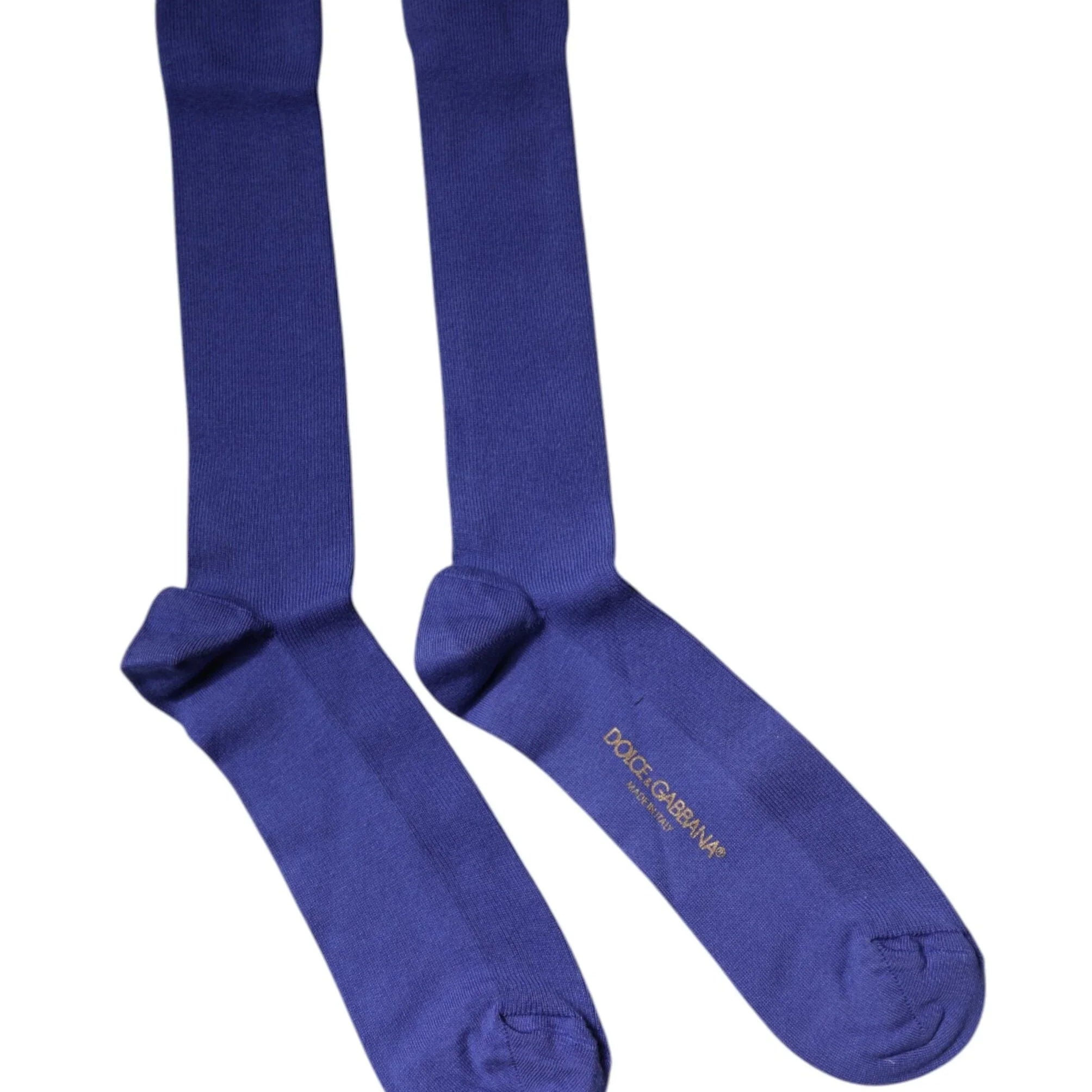 Dolce & Gabbana L Dolce & Gabbana Purple Cotton Logo Over The Calf Socks