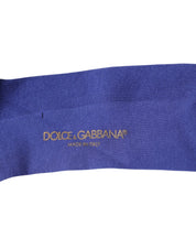 Dolce & Gabbana L Dolce & Gabbana Purple Cotton Logo Over The Calf Socks