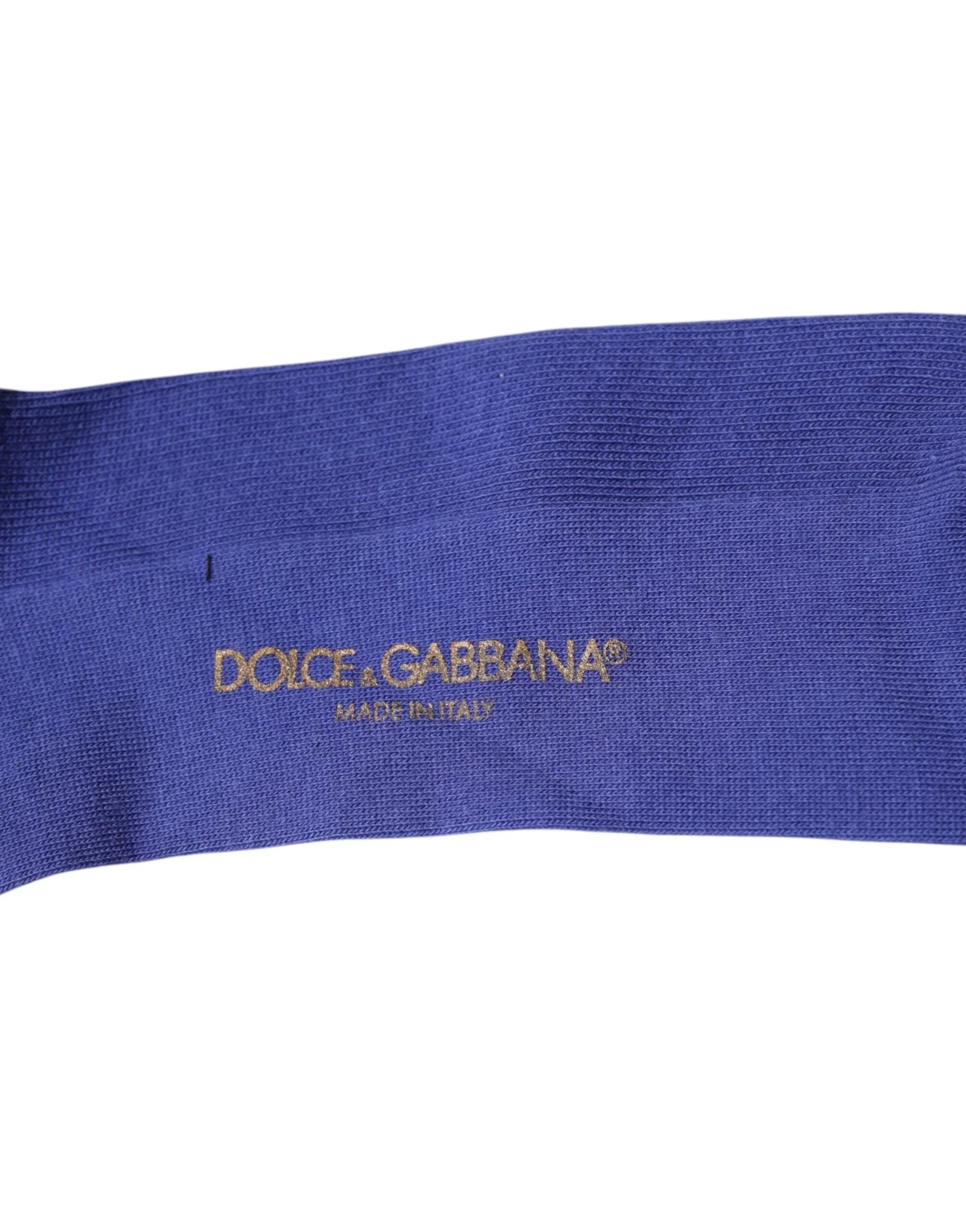 Dolce & Gabbana L Dolce & Gabbana Purple Cotton Logo Over The Calf Socks
