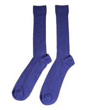 Dolce & Gabbana L Dolce & Gabbana Purple Cotton Logo Over The Calf Socks