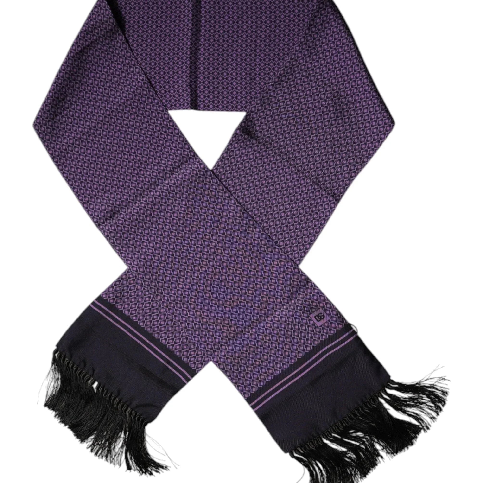 Dolce & Gabbana Dolce & Gabbana Purple Fantasy Silk Fringes Neck Wrap Scarf