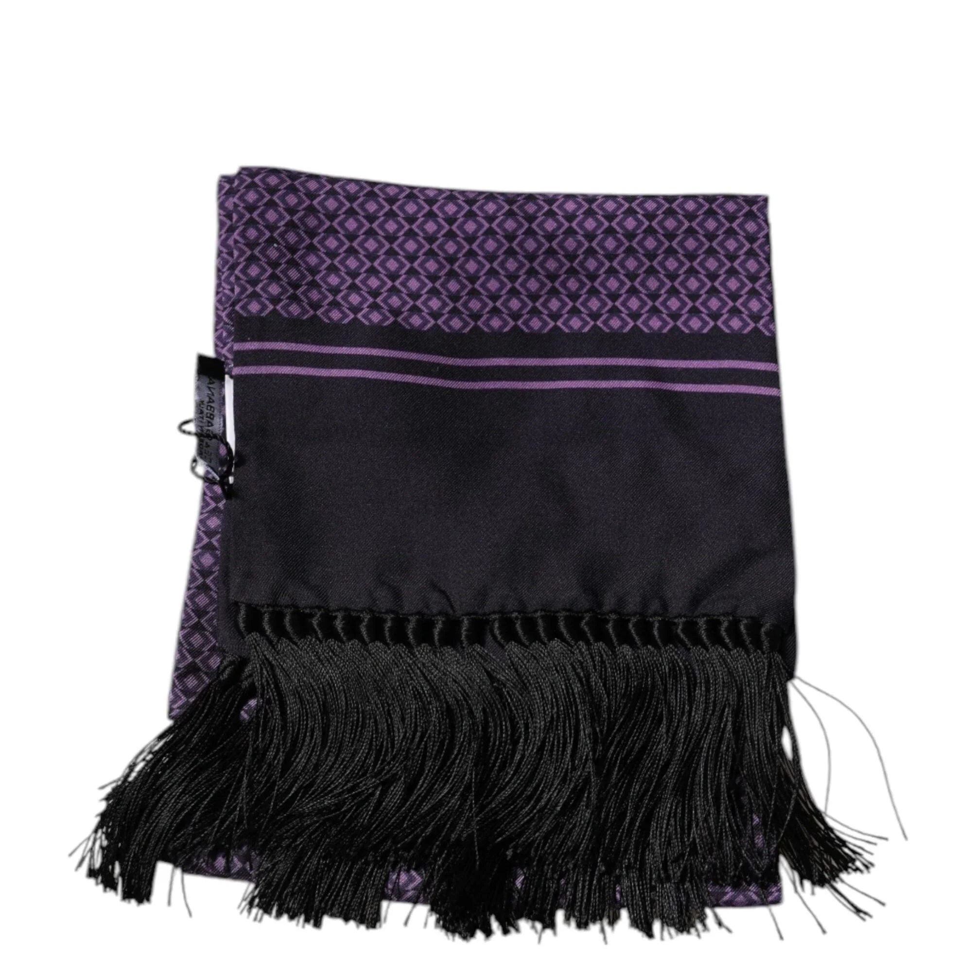 Dolce & Gabbana Dolce & Gabbana Purple Fantasy Silk Fringes Neck Wrap Scarf