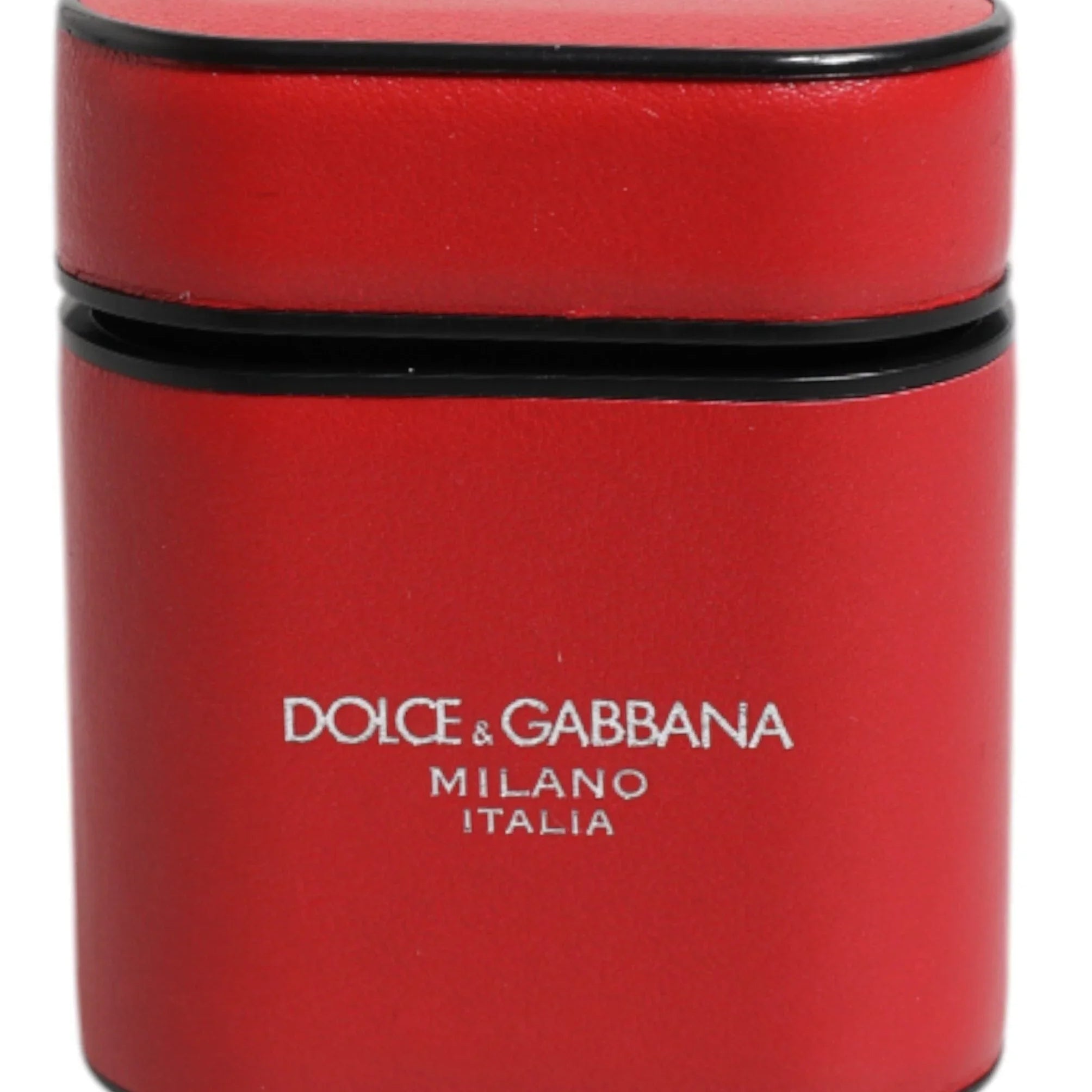 Dolce & Gabbana Dolce & Gabbana Red Calfskin Leather Logo Print Flip Holder Airpods Case