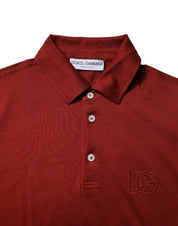 Dolce & Gabbana Premium Polos Dolce & Gabbana Red Cotton DG Logo Collared Men Polo T-shirt