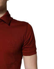 Dolce & Gabbana Premium Polos Dolce & Gabbana Red Cotton DG Logo Collared Men Polo T-shirt