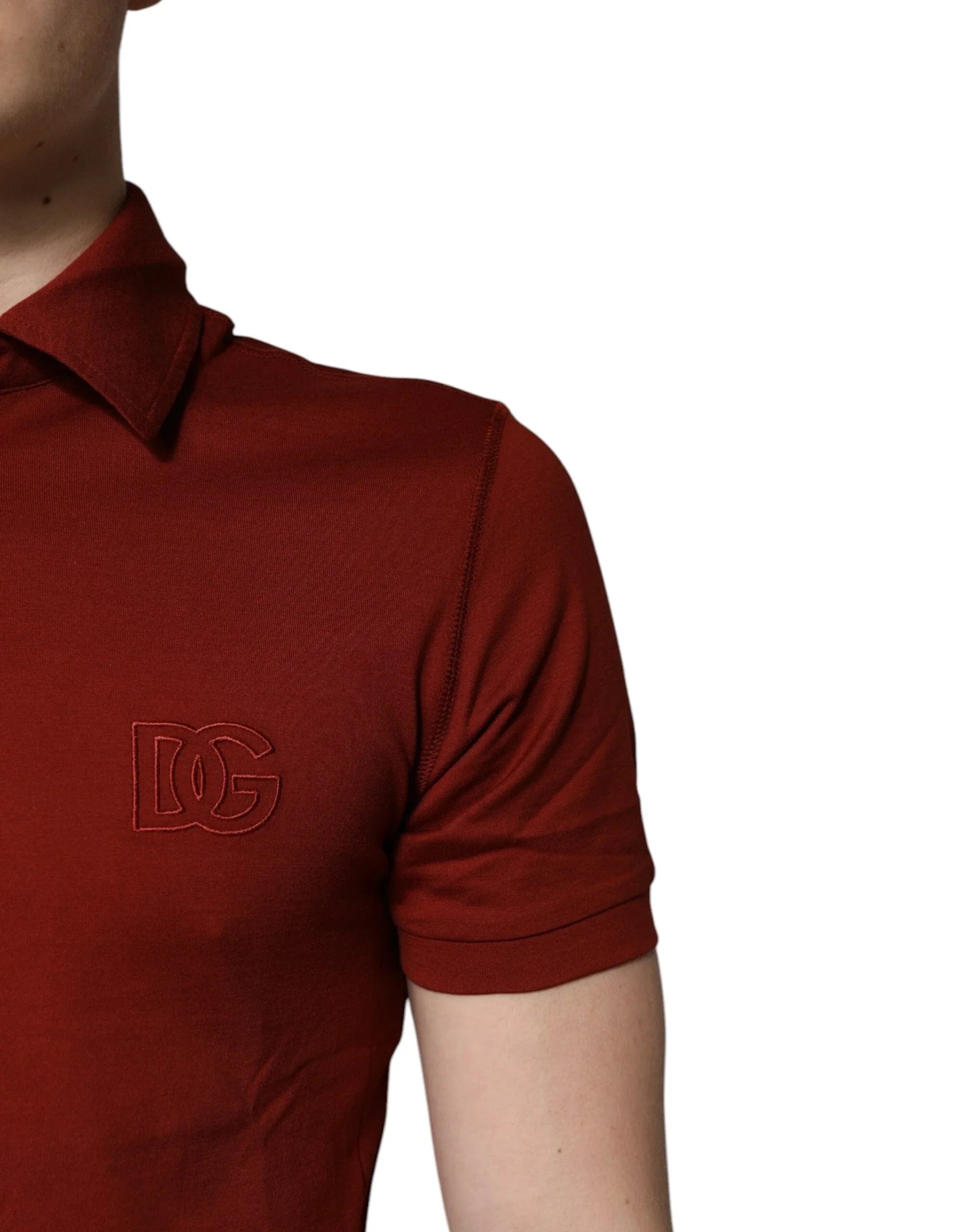 Dolce & Gabbana Premium Polos Dolce & Gabbana Red Cotton DG Logo Collared Men Polo T-shirt
