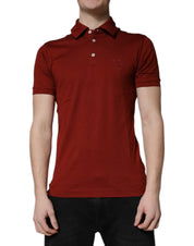 Dolce & Gabbana Premium Polos Dolce & Gabbana Red Cotton DG Logo Collared Men Polo T-shirt