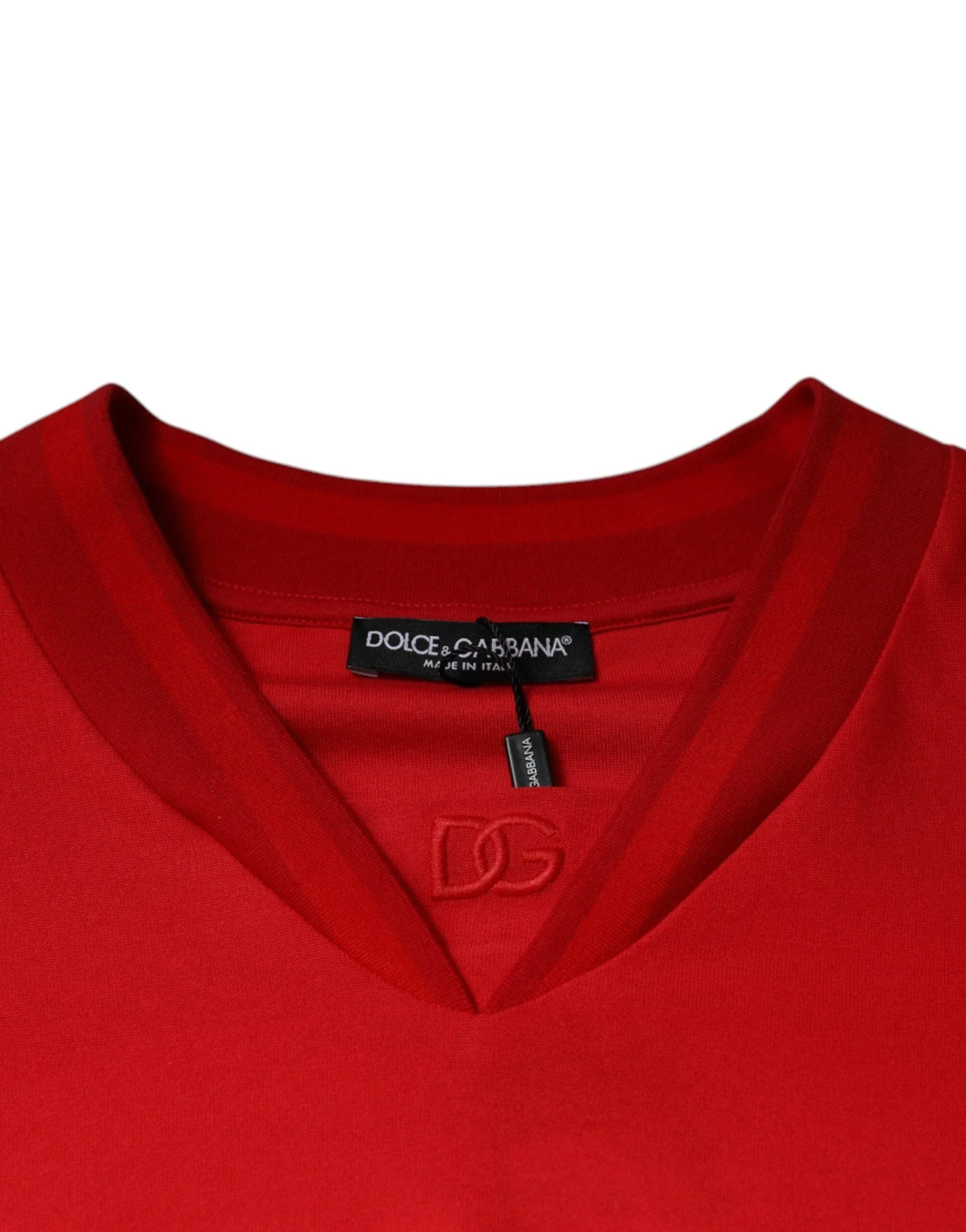 Dolce & Gabbana T-Shirts IT50 | L Dolce & Gabbana Red Cotton V-neck Short Sleeves T-shirt