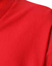 Dolce & Gabbana T-Shirts IT50 | L Dolce & Gabbana Red Cotton V-neck Short Sleeves T-shirt