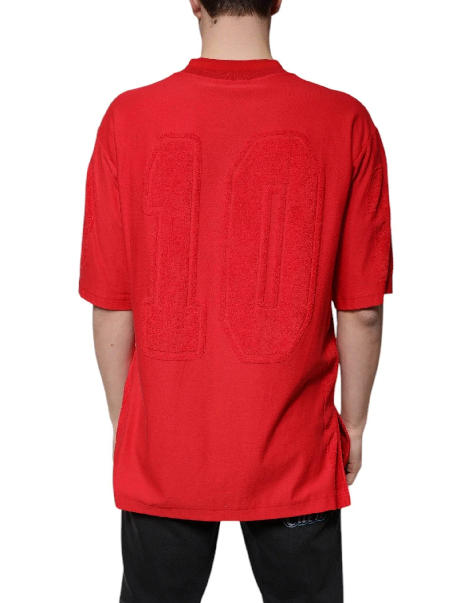 Dolce & Gabbana T-Shirts IT50 | L Dolce & Gabbana Red Cotton V-neck Short Sleeves T-shirt