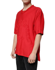 Dolce & Gabbana T-Shirts IT50 | L Dolce & Gabbana Red Cotton V-neck Short Sleeves T-shirt