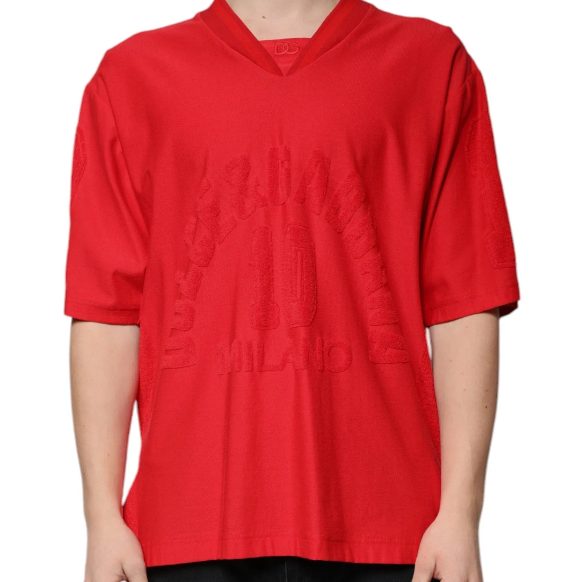 Dolce & Gabbana T-Shirts IT50 | L Dolce & Gabbana Red Cotton V-neck Short Sleeves T-shirt