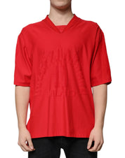 Dolce & Gabbana T-Shirts IT50 | L Dolce & Gabbana Red Cotton V-neck Short Sleeves T-shirt