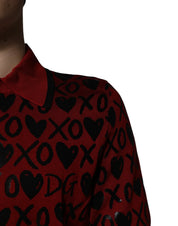 Dolce & Gabbana Premium Polos Dolce & Gabbana Red Cotton XOXO Collared Polo T-shirt