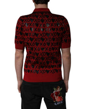 Dolce & Gabbana Premium Polos Dolce & Gabbana Red Cotton XOXO Collared Polo T-shirt