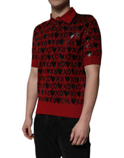 Dolce & Gabbana Premium Polos Dolce & Gabbana Red Cotton XOXO Collared Polo T-shirt