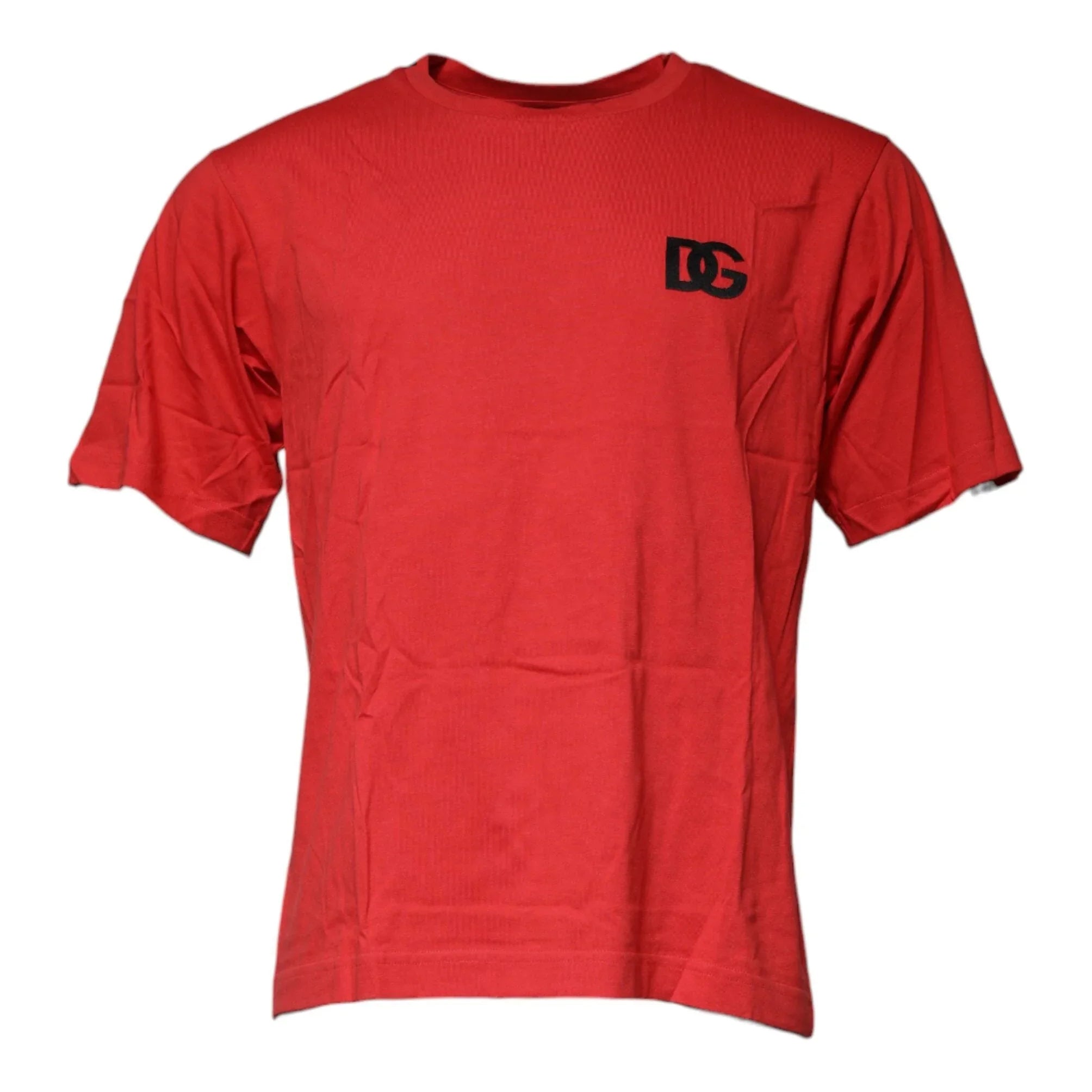 Dolce & Gabbana T-Shirts Dolce & Gabbana Red DG Logo Cotton Crew Neck T-shirt