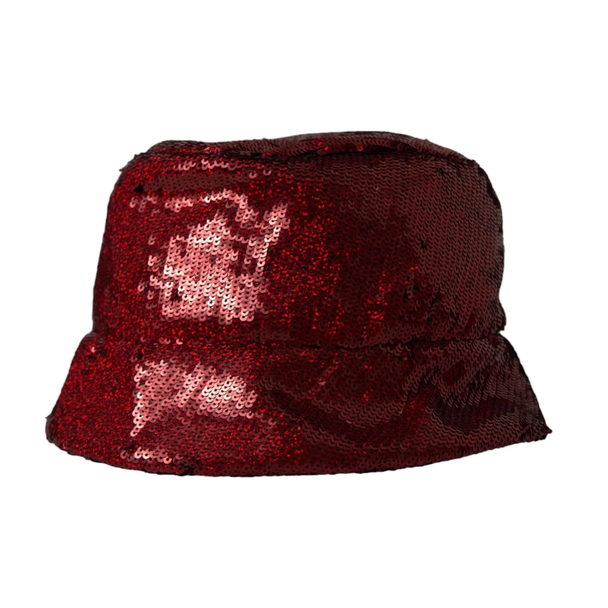 Dolce & Gabbana Bucket Hats 60 cm|XL Dolce & Gabbana Red Sequined Nylon Bucket Hat Men