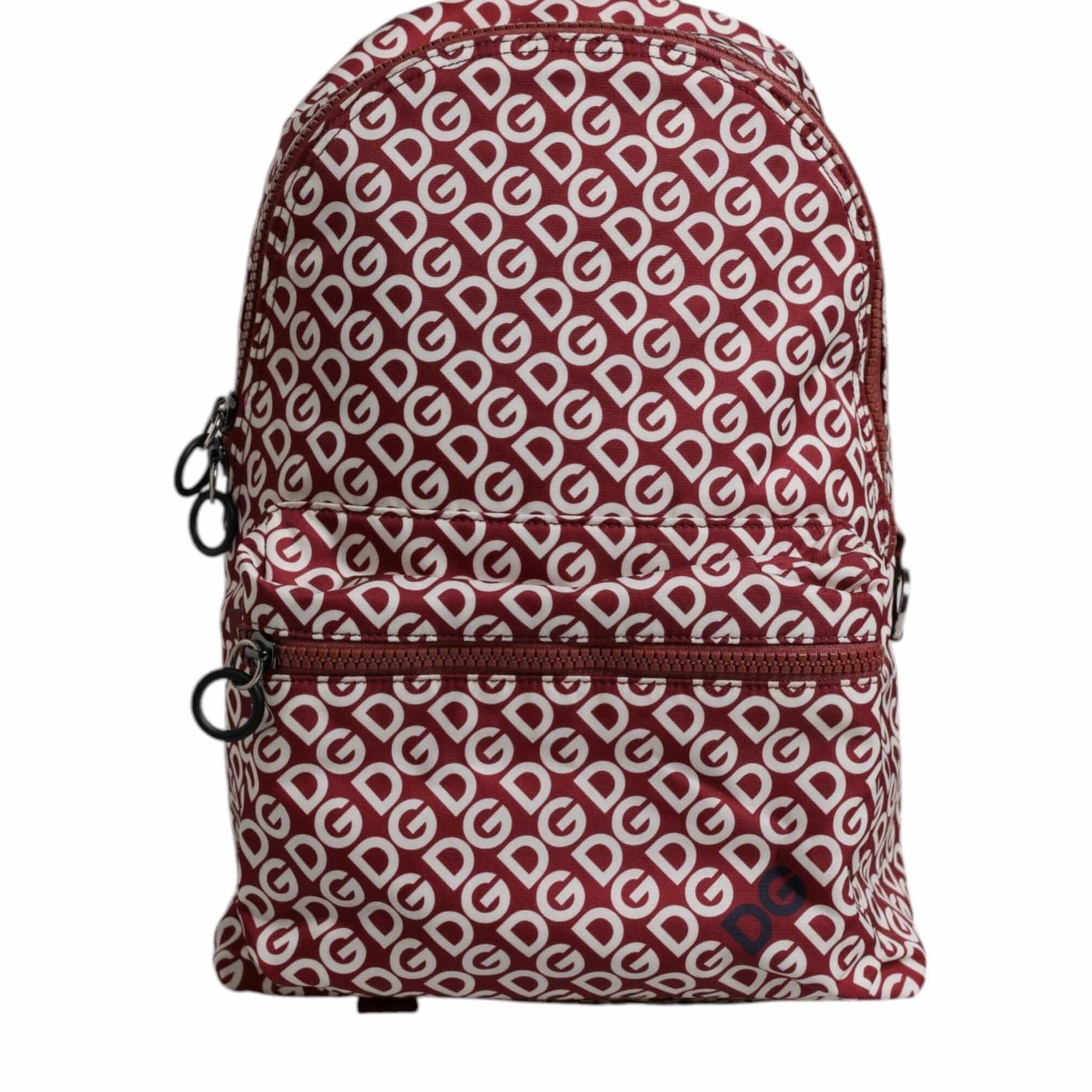 Dolce & Gabbana Dolce & Gabbana Red White DG Logo Print Nylon Travel Backpack Bag