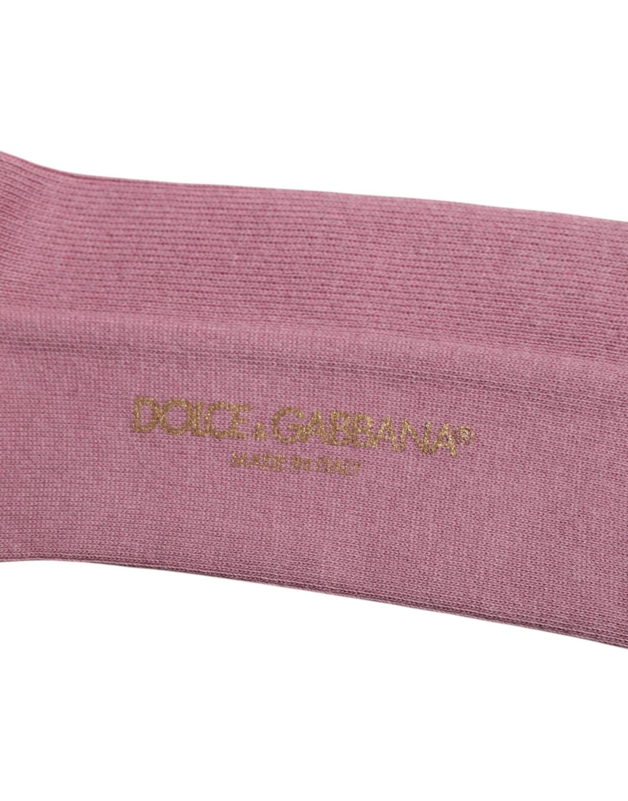 Dolce & Gabbana L Dolce & Gabbana Rose Pink Cotton Over The Calf Socks