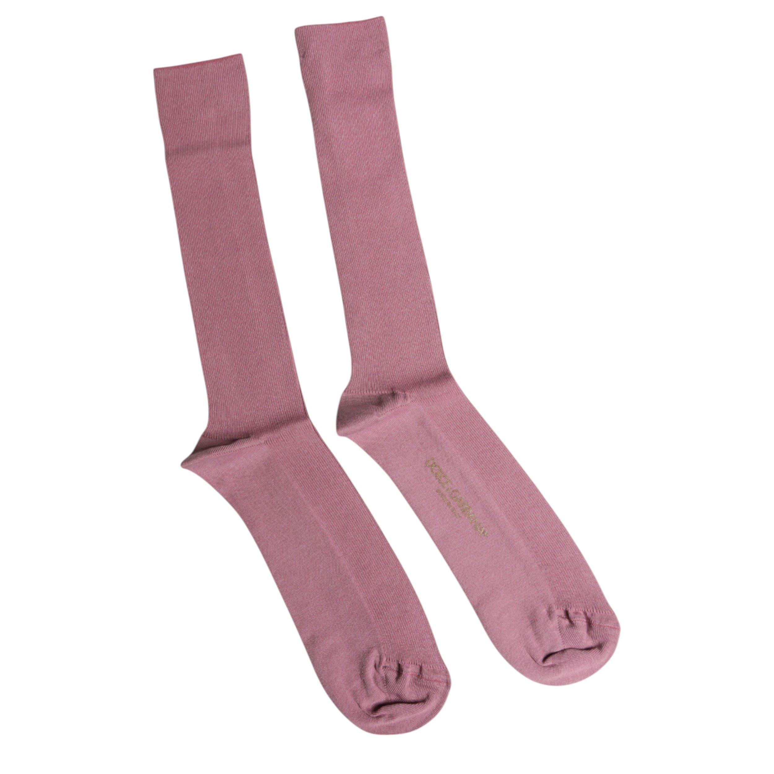 Dolce & Gabbana L Dolce & Gabbana Rose Pink Cotton Over The Calf Socks
