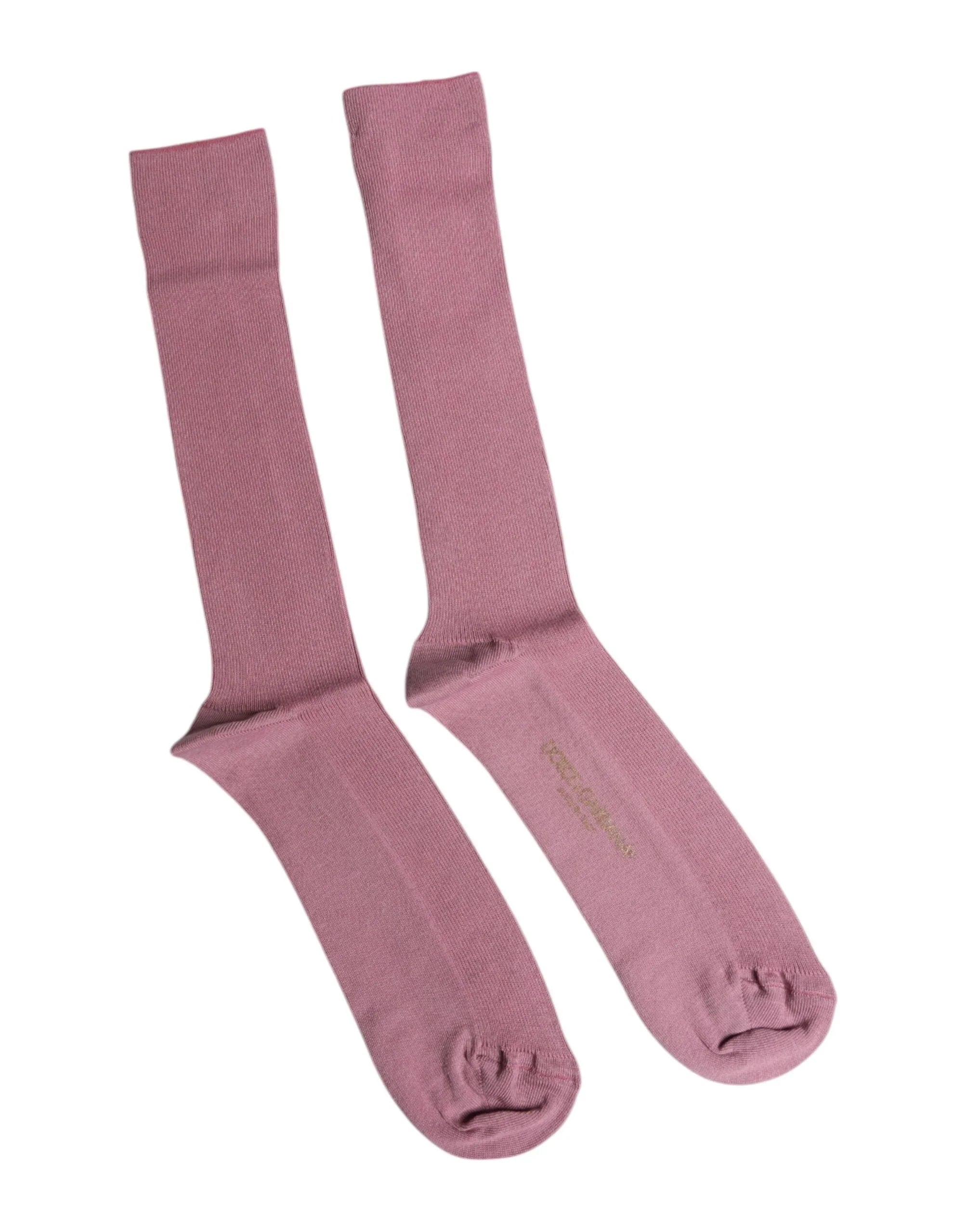 Dolce & Gabbana L Dolce & Gabbana Rose Pink Cotton Over The Calf Socks