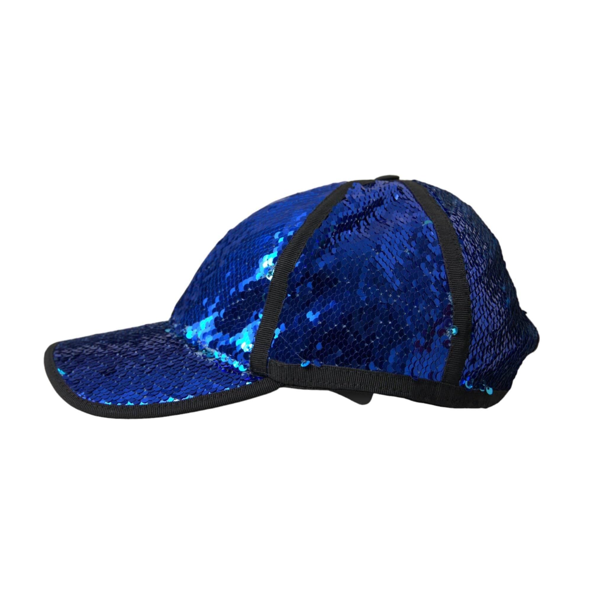 Dolce & Gabbana Beanies 58 cm|M Dolce & Gabbana Royal Blue Sequin Baseball Hat Men