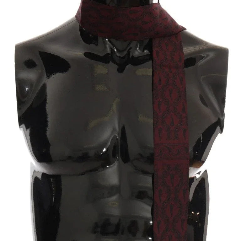 Dolce & Gabbana Scarves Dolce & Gabbana Silk Bordeaux Crown Chili Print Mens Scarf