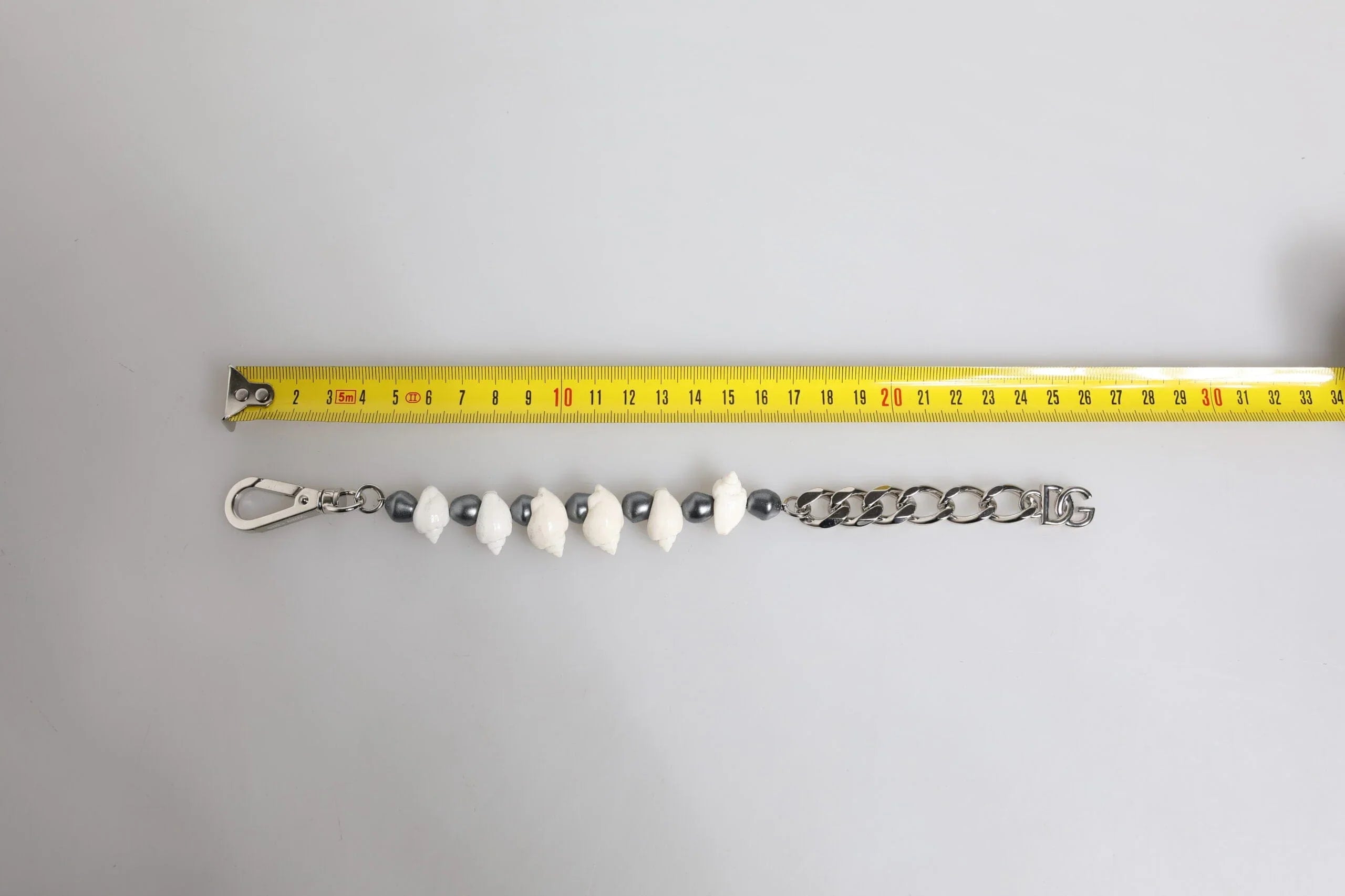 Dolce & Gabbana Dolce & Gabbana Silver Tone Brass Beaded Shell DG Logo Pendant Bracelet