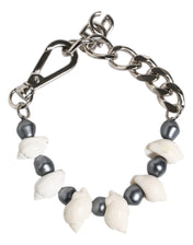 Dolce & Gabbana Dolce & Gabbana Silver Tone Brass Beaded Shell DG Logo Pendant Bracelet