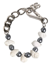 Dolce & Gabbana Dolce & Gabbana Silver Tone Brass Beaded Shell DG Logo Pendant Bracelet