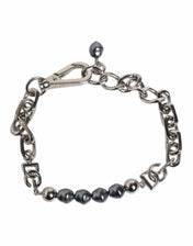 Dolce & Gabbana Dolce & Gabbana Silver Tone Chain Lobster Clasp Logo Gray Pearls Bracelet